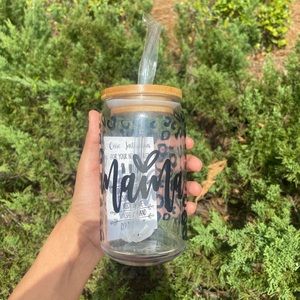 16oz Libbey glass can “Mama leopard”.